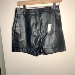 Express high waisted black leather shorts